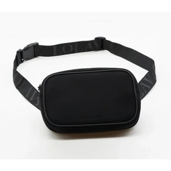 NWT Lolavie Black Belt Bag Fanny Pack Adjustable Strap Zip Closure - Picture 1 of 5